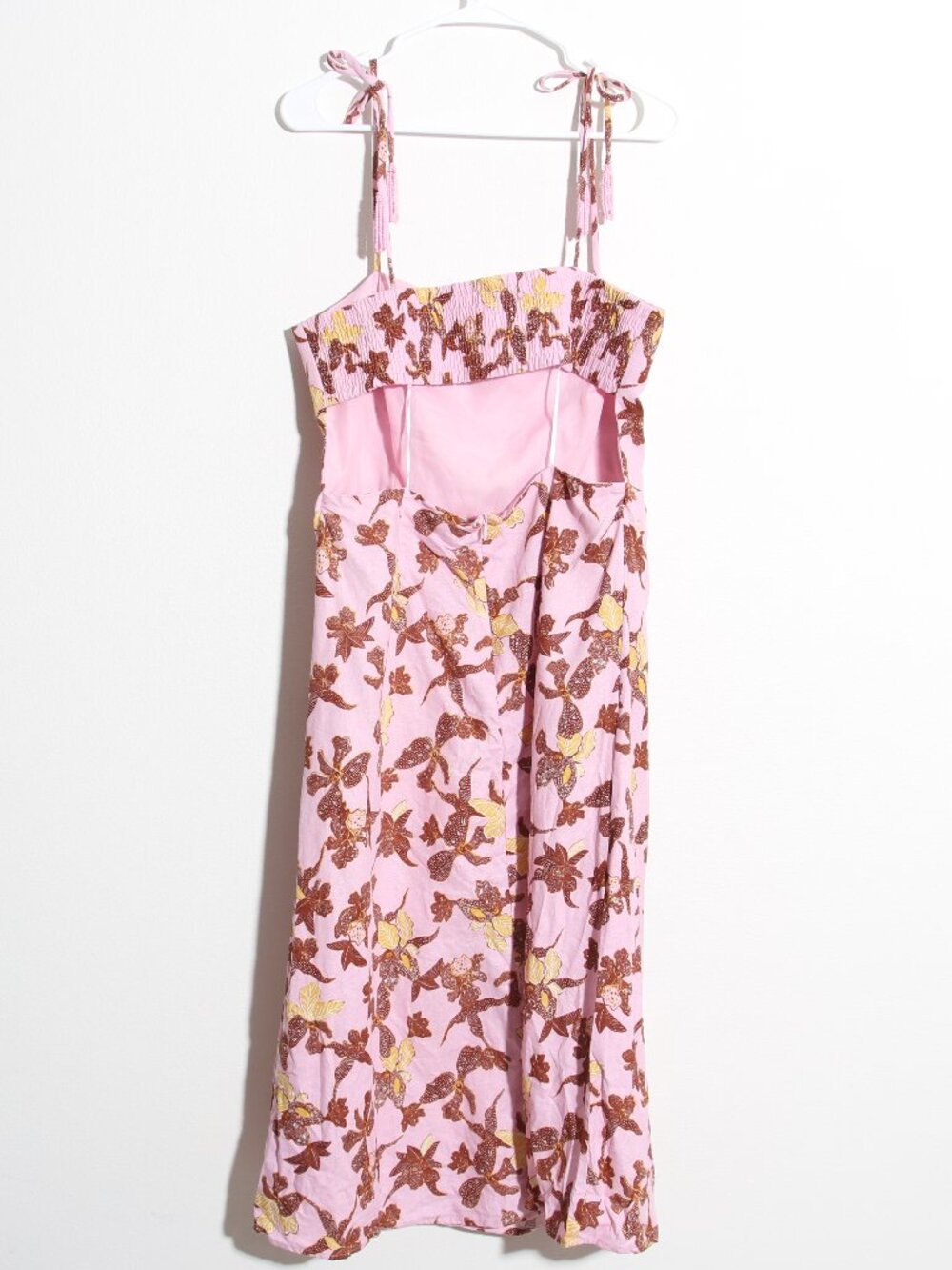 House of Harlow 1960 Linen Blend Pink Tropical Print Midi Dress Floral Sz Large - Picture 8 of 13